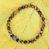 Tiger Eye Beads With Silver Stretch Bracelet